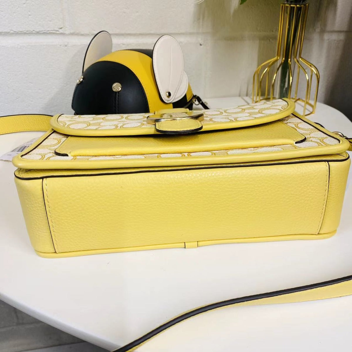 Coach C8307 Lonnie Crossbody In Signature Jacquard In Gold/Retro Yellow Coach C8307 Lonnie Crossbody In Signature Jacquard In Gold/Retro Yellow
